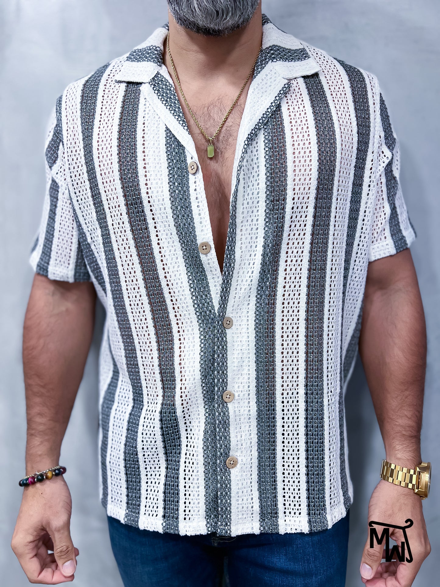 Camisa Manga Corta Crochet “FA LA LA MODE” (Normal Fit)