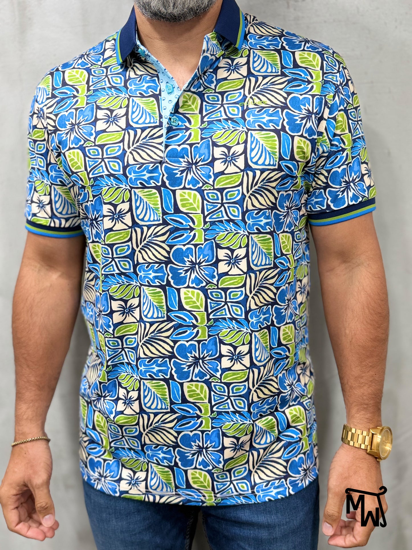 Camisa Polo - “Midnight Palm” (Normal Fit)