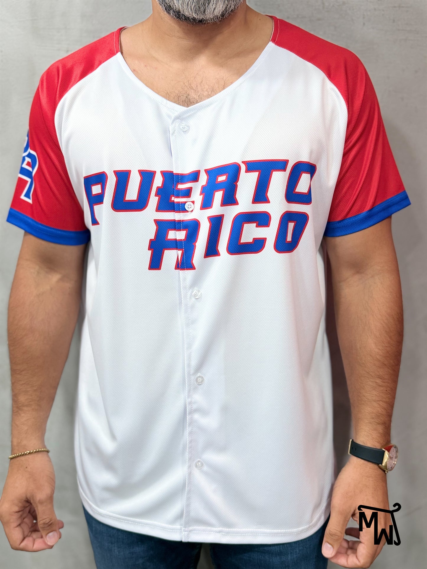 Baseball Shirt “Puerto Rico” BLUE/RED/WHITE (Slim Fit)