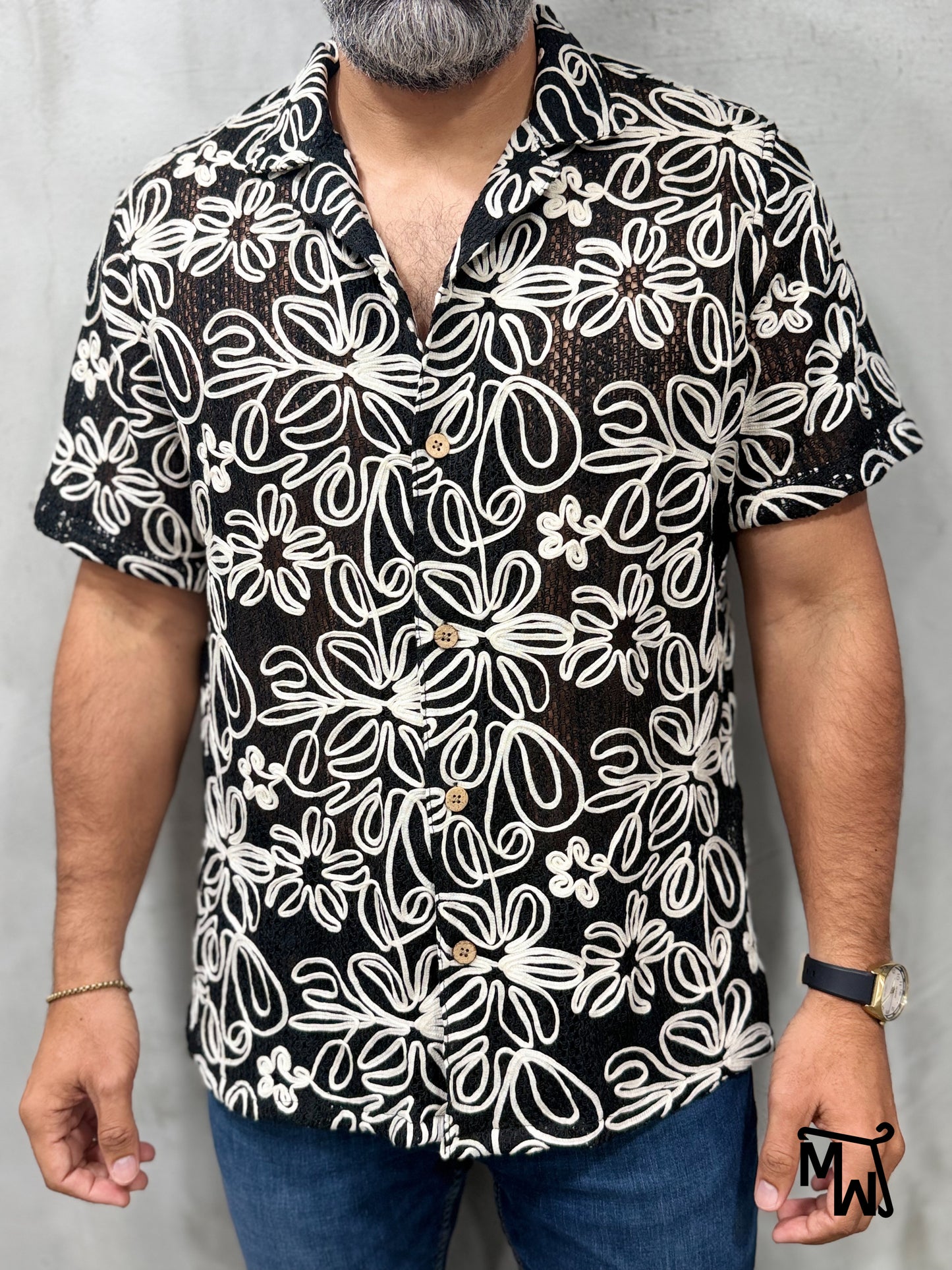 Camisa Manga Corta Crochet “Tropical Flower” (Normal FIT)