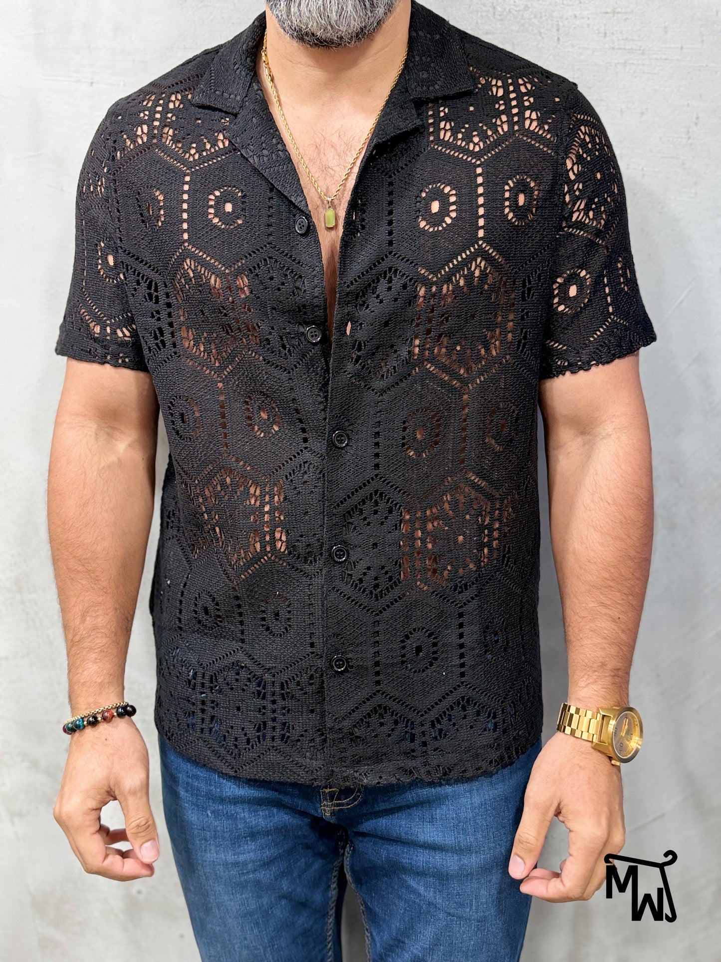 Camisa Manga Corta Crochet “Harmony” (Normal FIT)