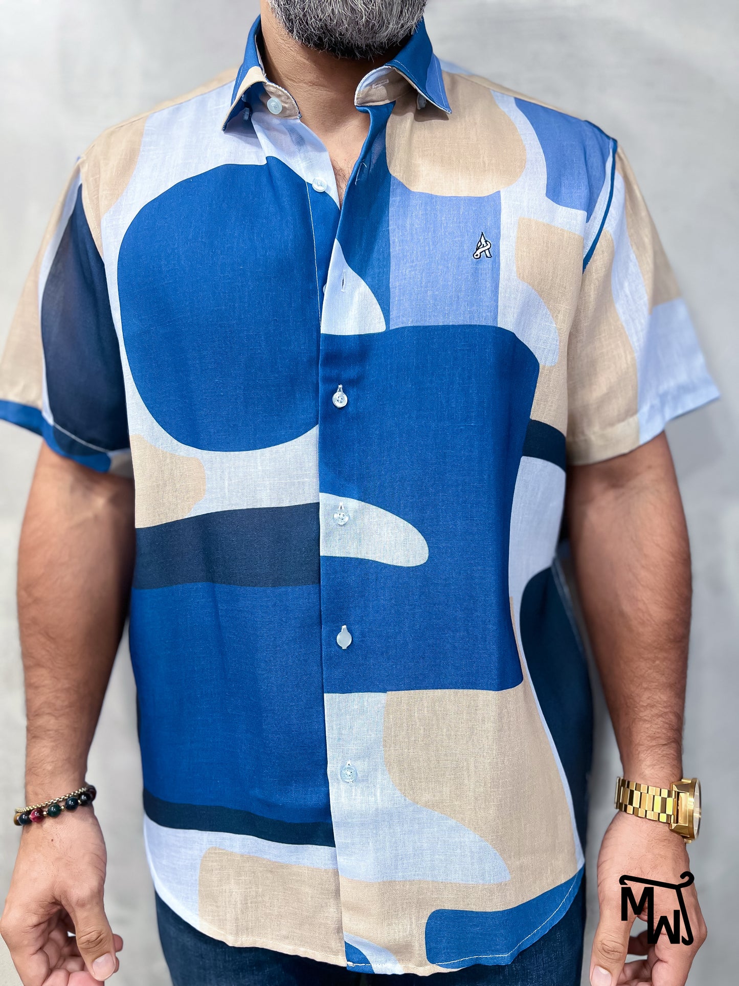 Camisa Manga Corta Hilo “Midnight Snow” (Normal Fit)