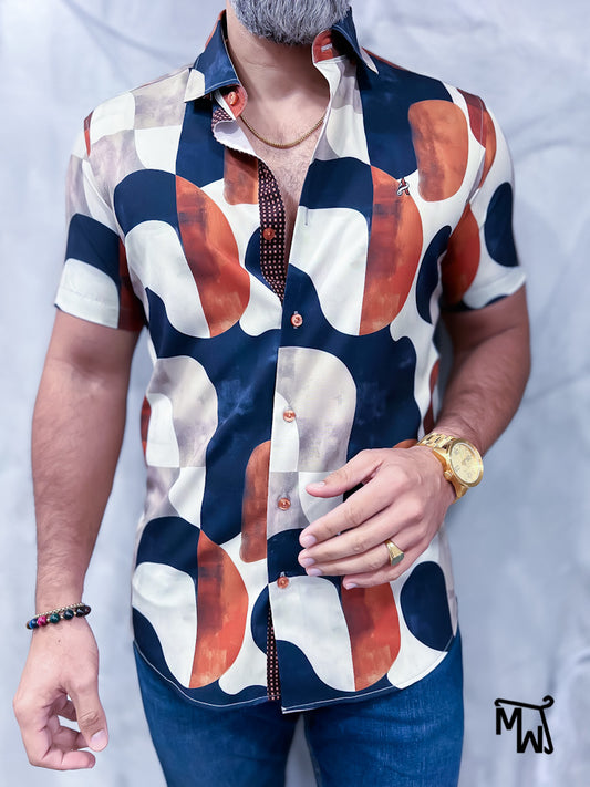 Camisa Manga Corta- “Warm October” (Slim Fit)