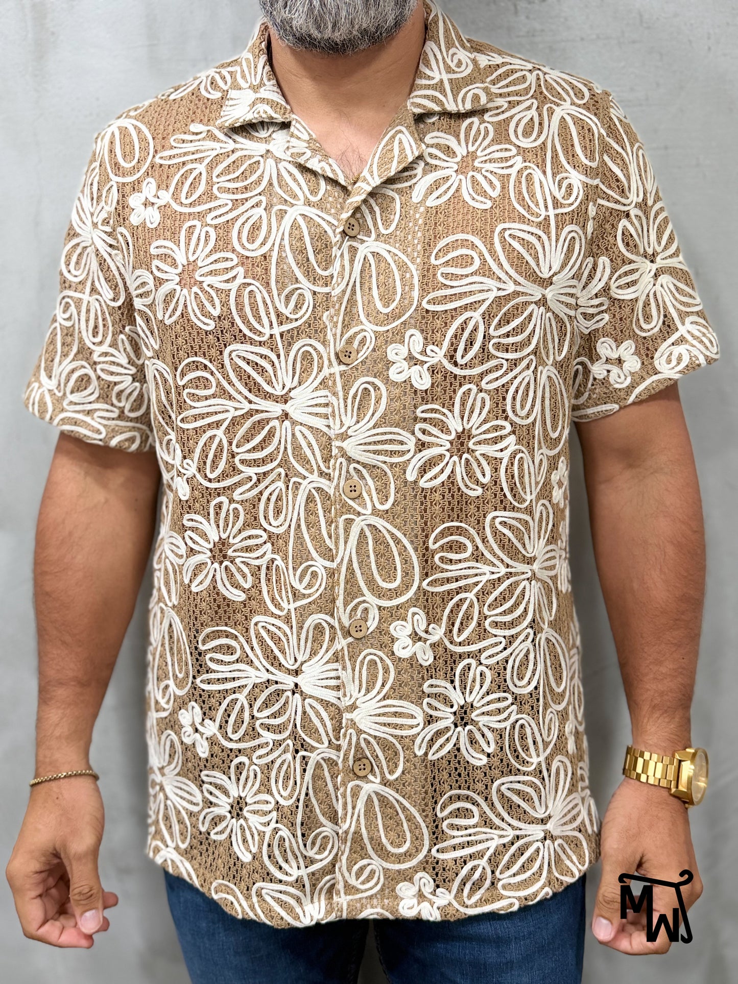 Camisa Manga Corta Crochet “Coral Light” (Normal FIT)