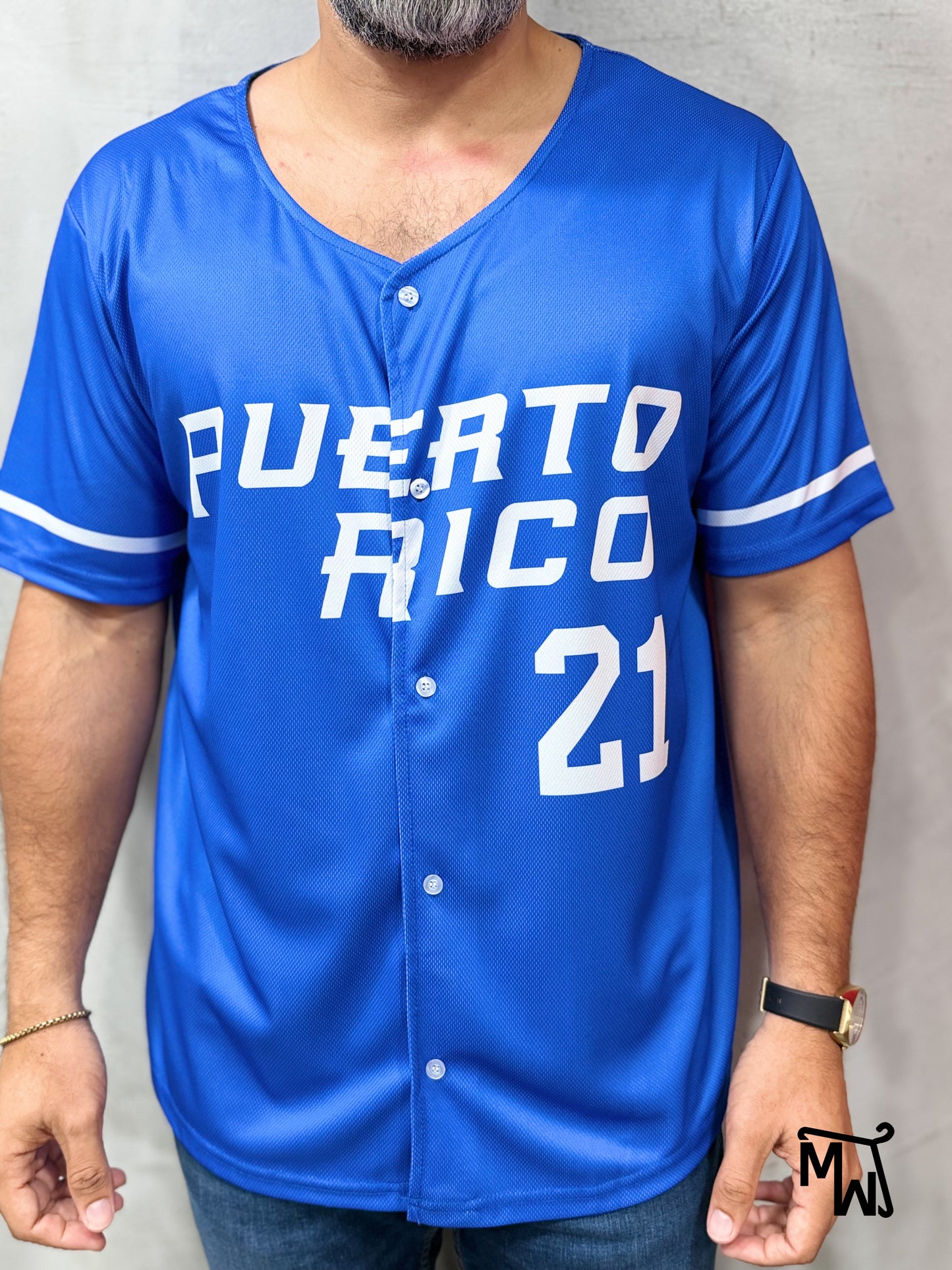 Baseball Shirt “Puerto Rico” BLUE (Slim Fit)
