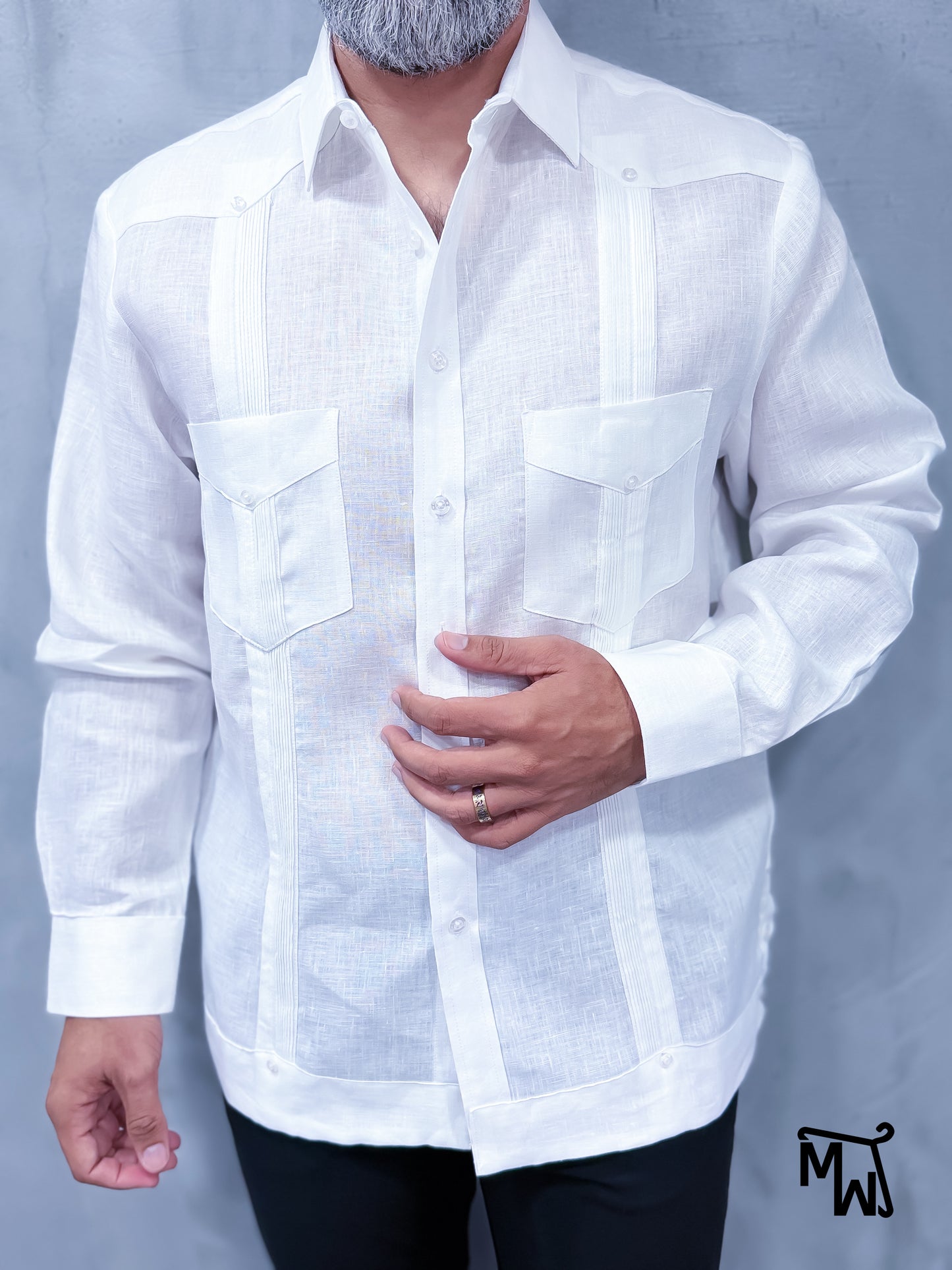 Guayabera Manga Larga (WHITE)- (Normal Fit)