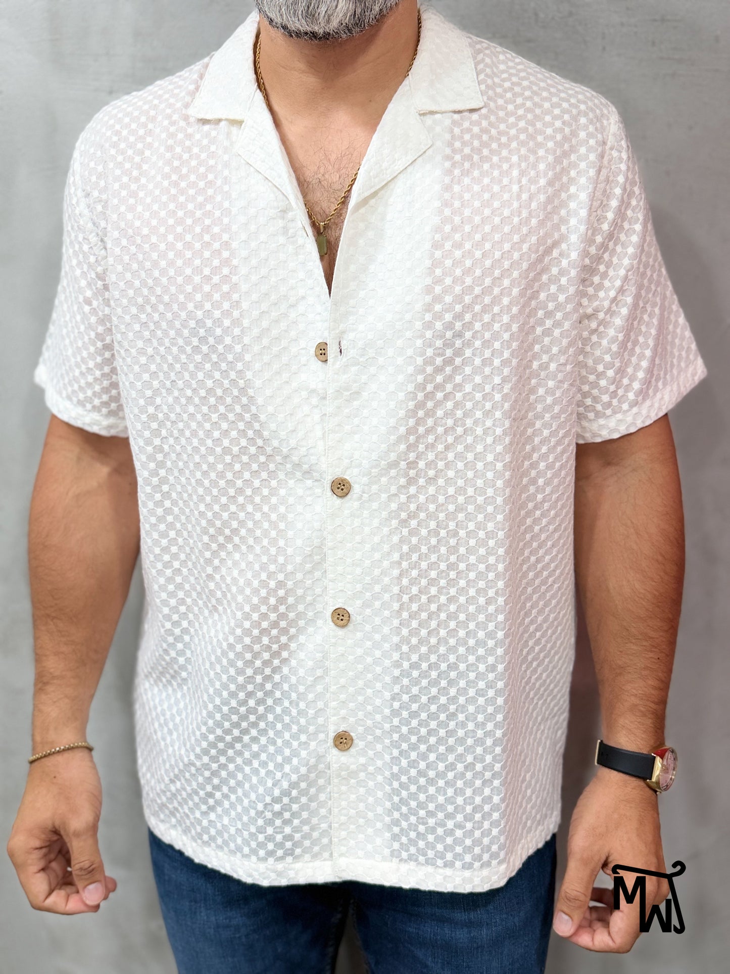 Camisa Manga Corta Crochet “Ibiza Bay” (Normal FIT)