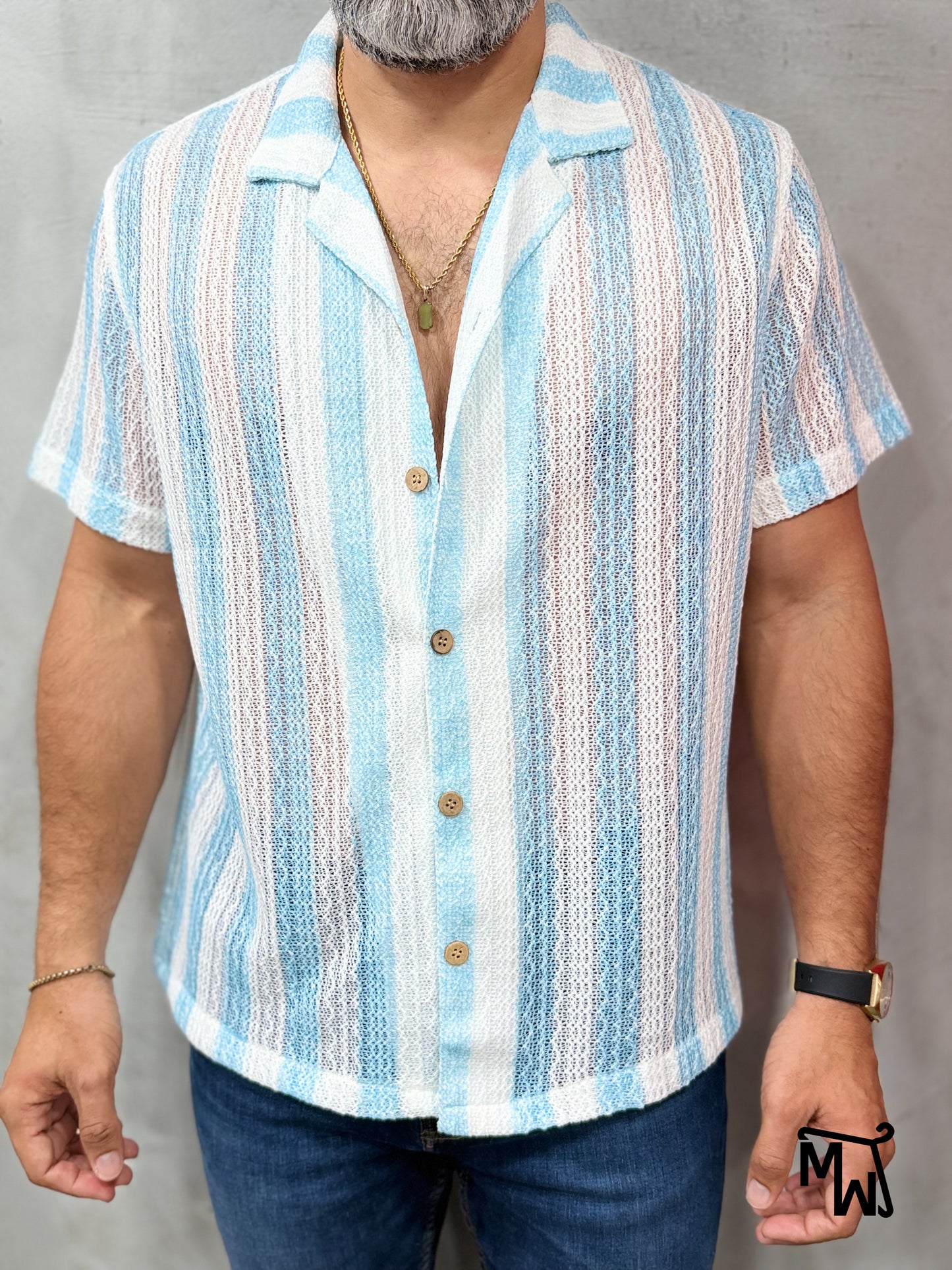 Camisa Manga Corta Crochet “Maui Tide” (Normal FIT)