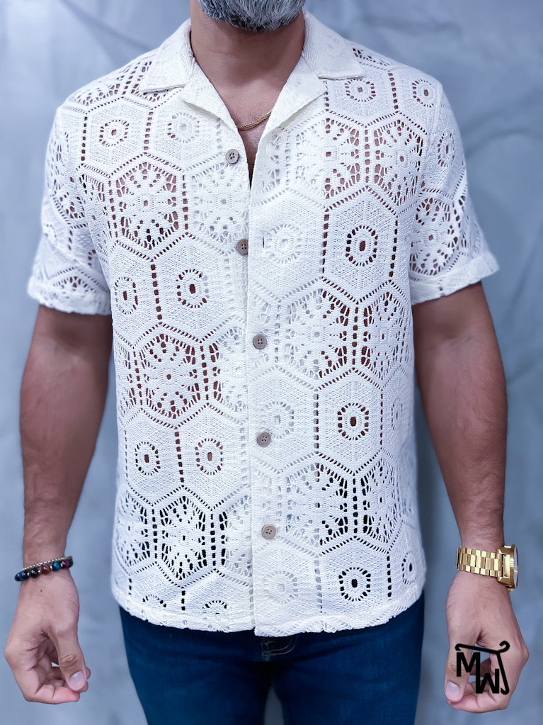 Camisa Manga Corta Crochet “Latte Lover” (Normal FIT)