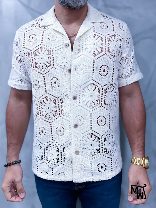 Camisa Manga Corta Crochet “Latte Lover” (Normal FIT)