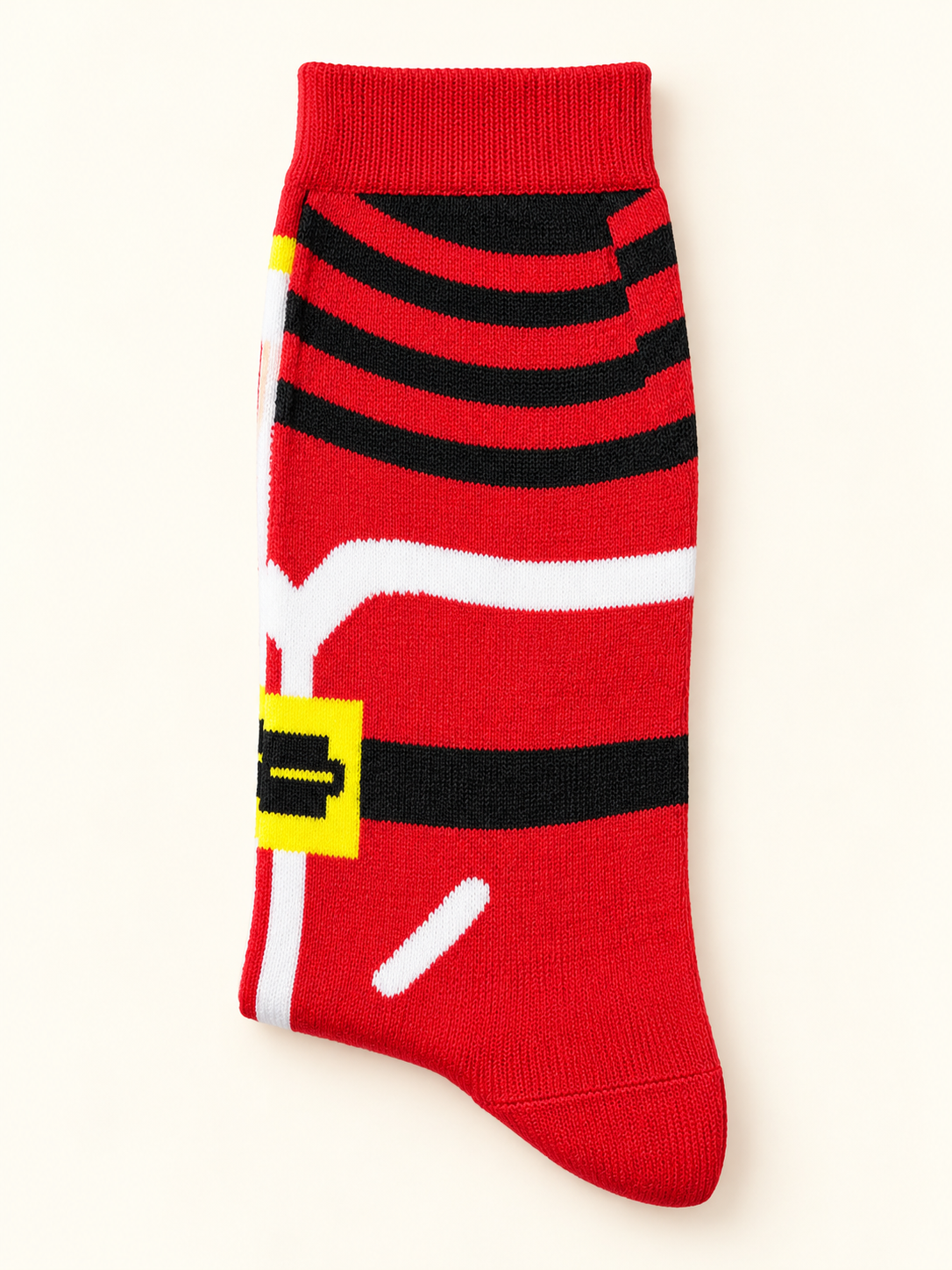 Medias Santa Smile para caballero, talla 6–12. Reverso con traje de Santa.