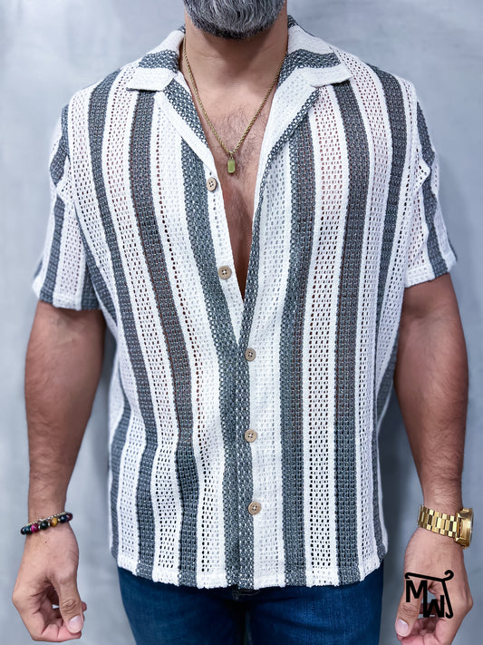 Camisa Manga Corta Crochet “FA LA LA MODE” (Normal Fit)