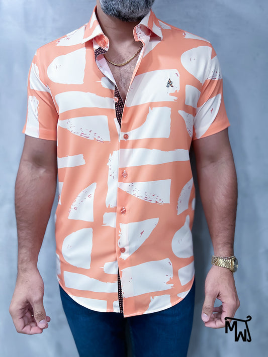 Camisa Manga Corta- “Golden Leaf” (Slim Fit)