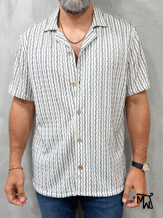 Camisa Manga Corta Crochet “Palm Wave” (Normal FIT)