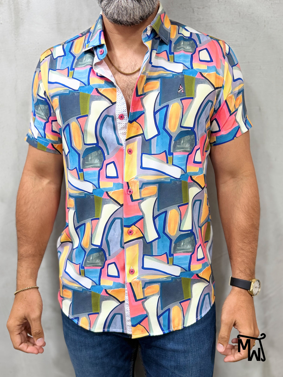 Camisa Manga Corta - Tropic Nights, corte slim fit, de Addict