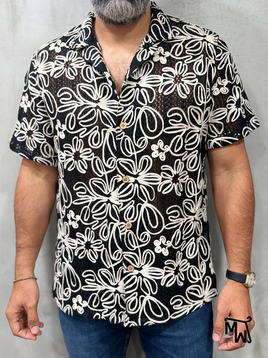 Camisa Manga Corta Crochet “Tropical Flower” (Normal FIT)