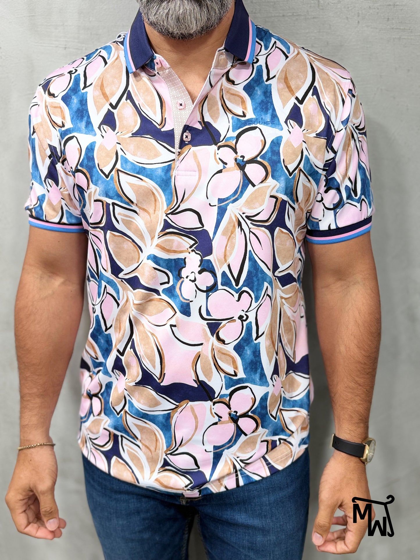 Camisa Polo - “Pink Flower” (Normal Fit)