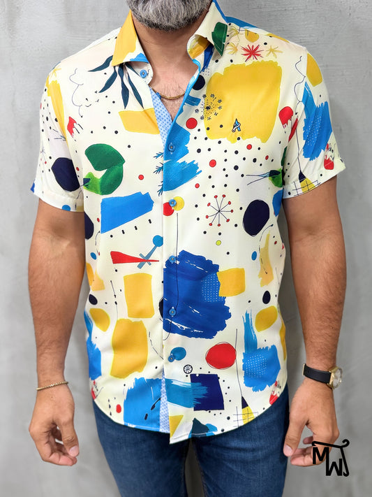 Camisa Manga Corta - “Coconut Sunset” (Slim Fit)