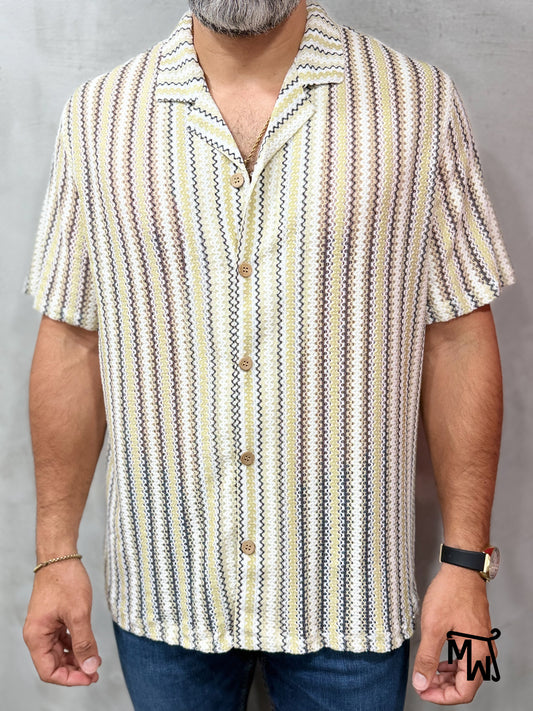 Camisa Manga Corta Crochet “Soft Horizon” (Normal FIT)