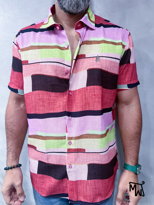 Camisa Manga Corta “Joyful Vibes” (Slim Fit)