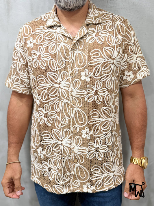 Camisa Manga Corta Crochet “Coral Light” (Normal FIT)