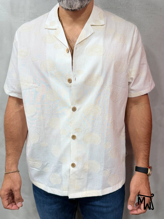 Camisa Manga Corta Crochet “City Waves” White (Normal FIT)