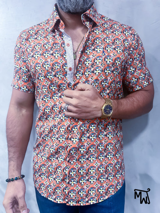 Camisa Manga Corta- “SUNSHINE AND PETALS” (Slim Fit)