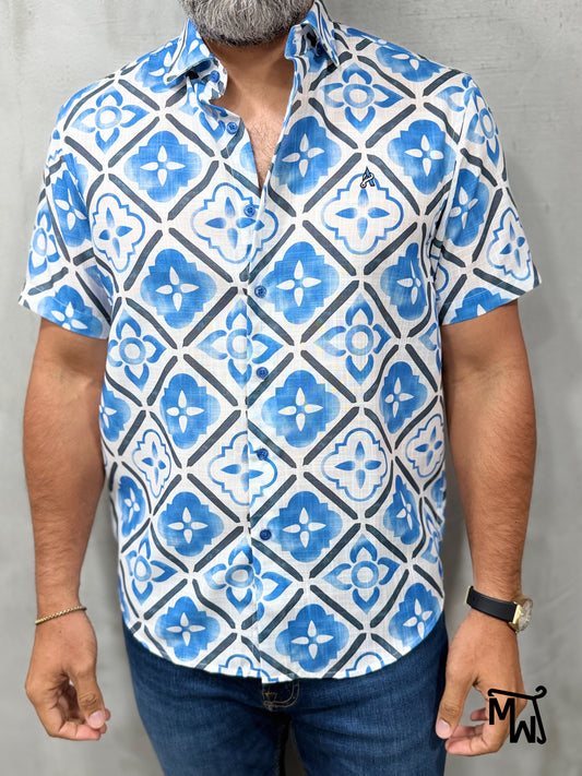 Camisa Manga Corta Hilo- “Ocean Smiles” (Normal Fit)
