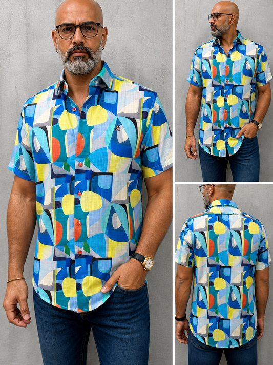 Camisa Manga Corta Hilo- “Golden Summer” (Normal Fit)