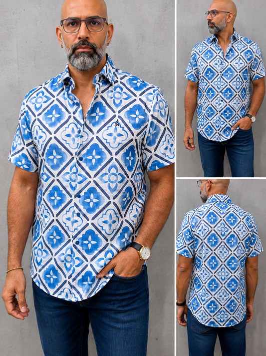 Camisa Manga Corta Hilo- “Ocean Smiles” (Normal Fit)