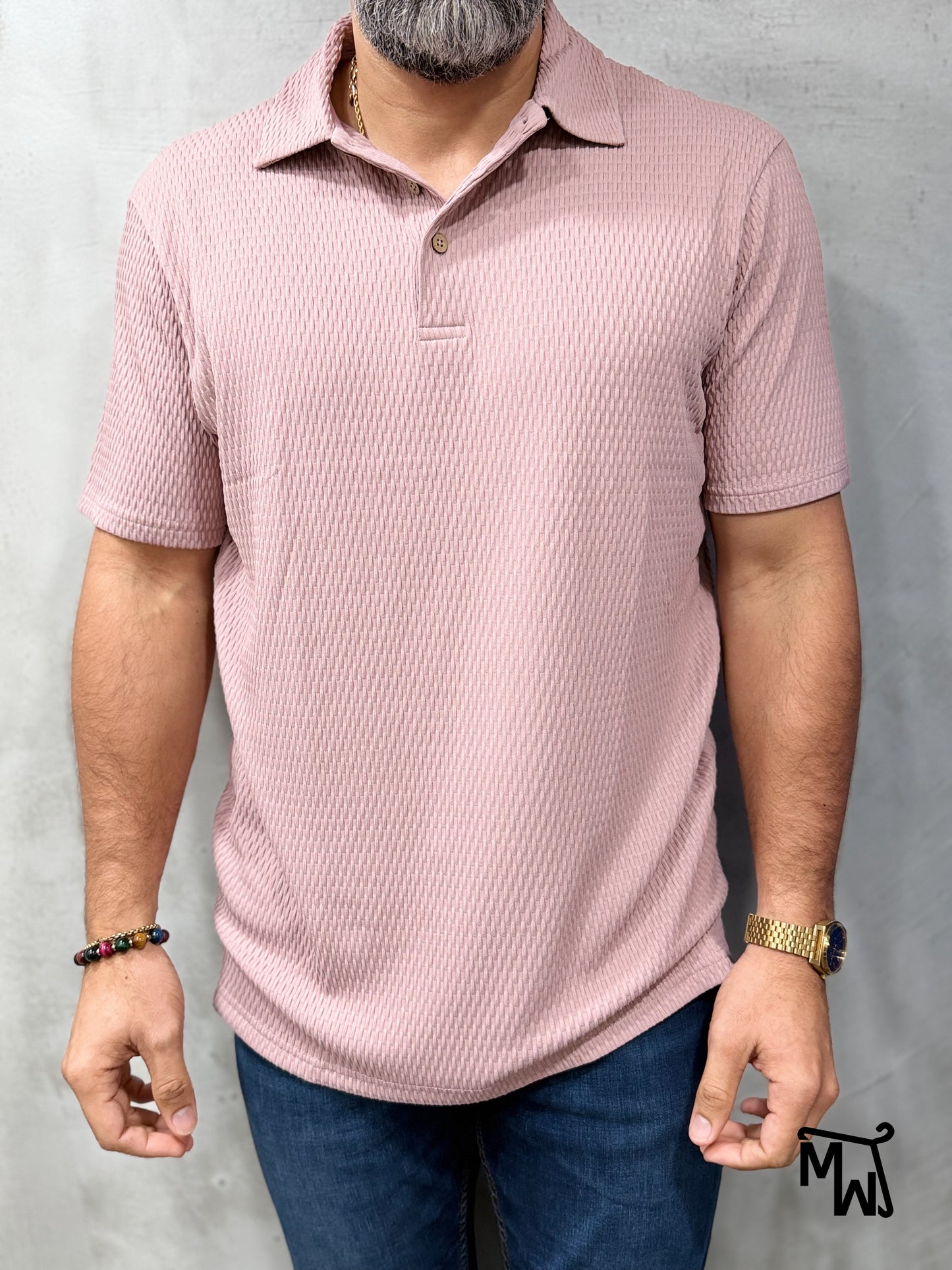 Camisa Polo Crochet “Pink” (Slim Fit)
