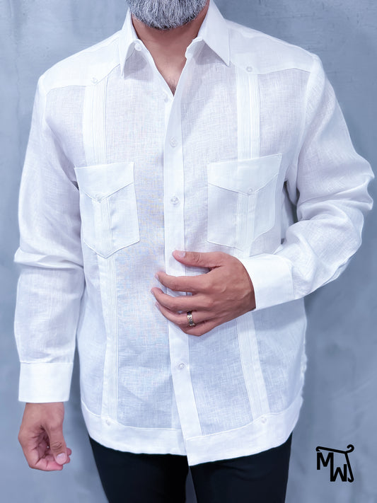 Guayabera Manga Larga (WHITE)- (Normal Fit)