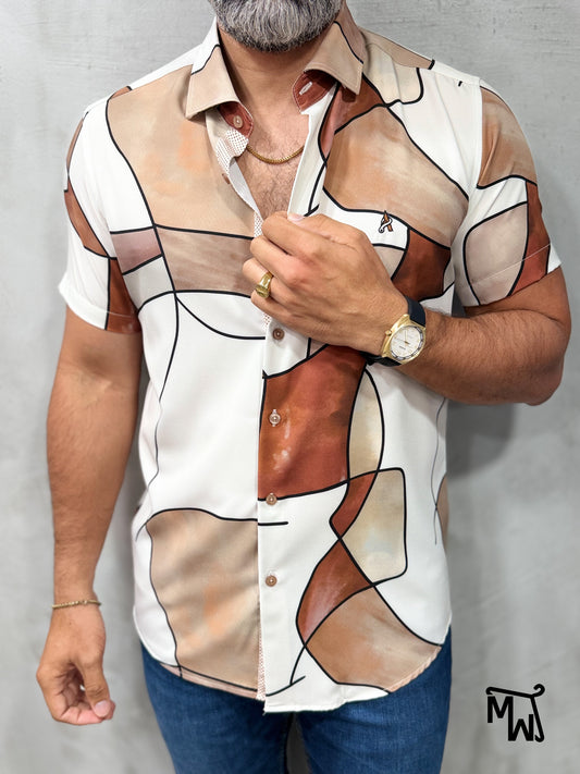 Camisa Manga Corta - “Golden Calm” (Slim Fit)