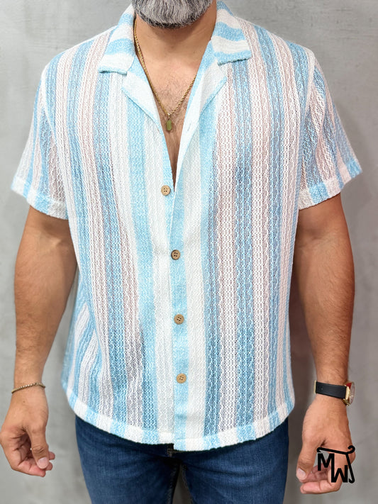 Camisa Manga Corta Crochet “Maui Tide” (Normal FIT)
