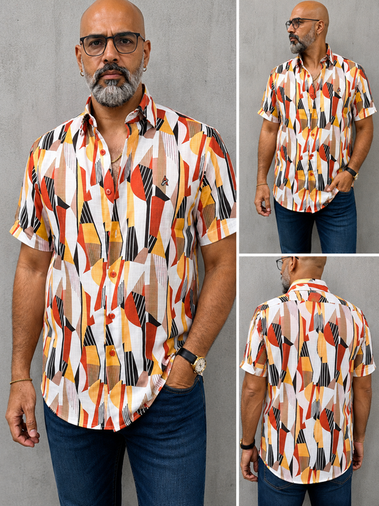 Camisa Manga Corta Hilo- “Coconut Paradise” (Normal Fit)