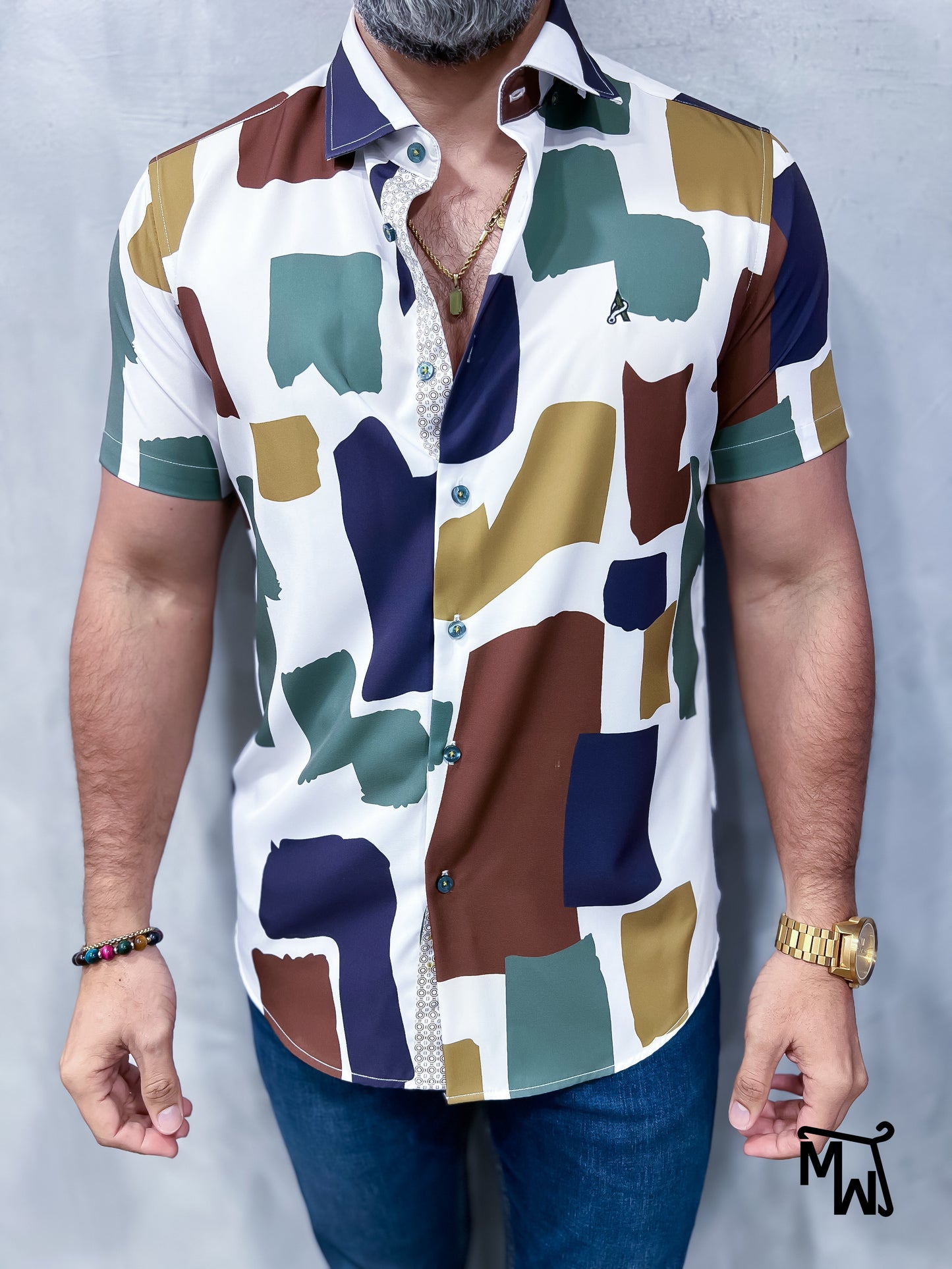 Camisa Manga Corta- “Fireside Nights” (Slim Fit)