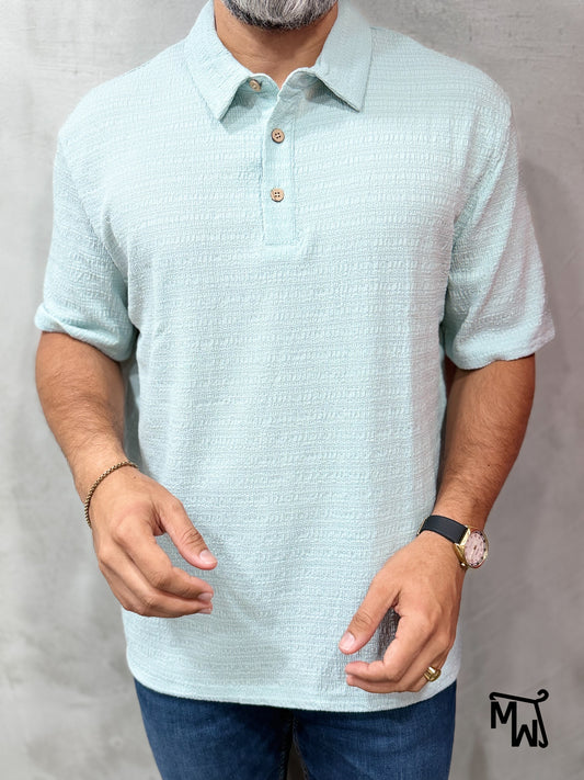 Camisa Manga Corta Crochet “Aqua Sands” (Normal FIT)
