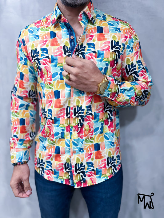 Camisa Manga Larga “Blush Leaf” (Slim Fit)