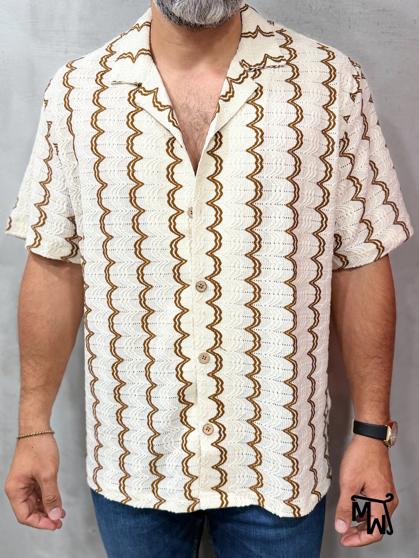 Camisa Manga Corta Crochet “Sea Cove” (Normal FIT)