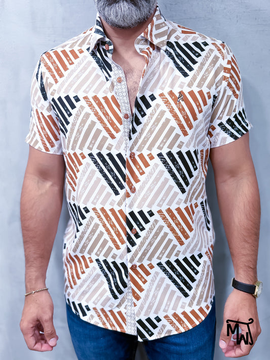 Camisa Manga Corta - “Paseo Tablado” (Slim Fit)