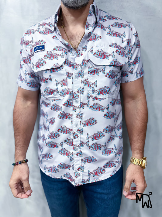 Camisa Performance (Bote) "Piraña Fish" (Normal Fit)