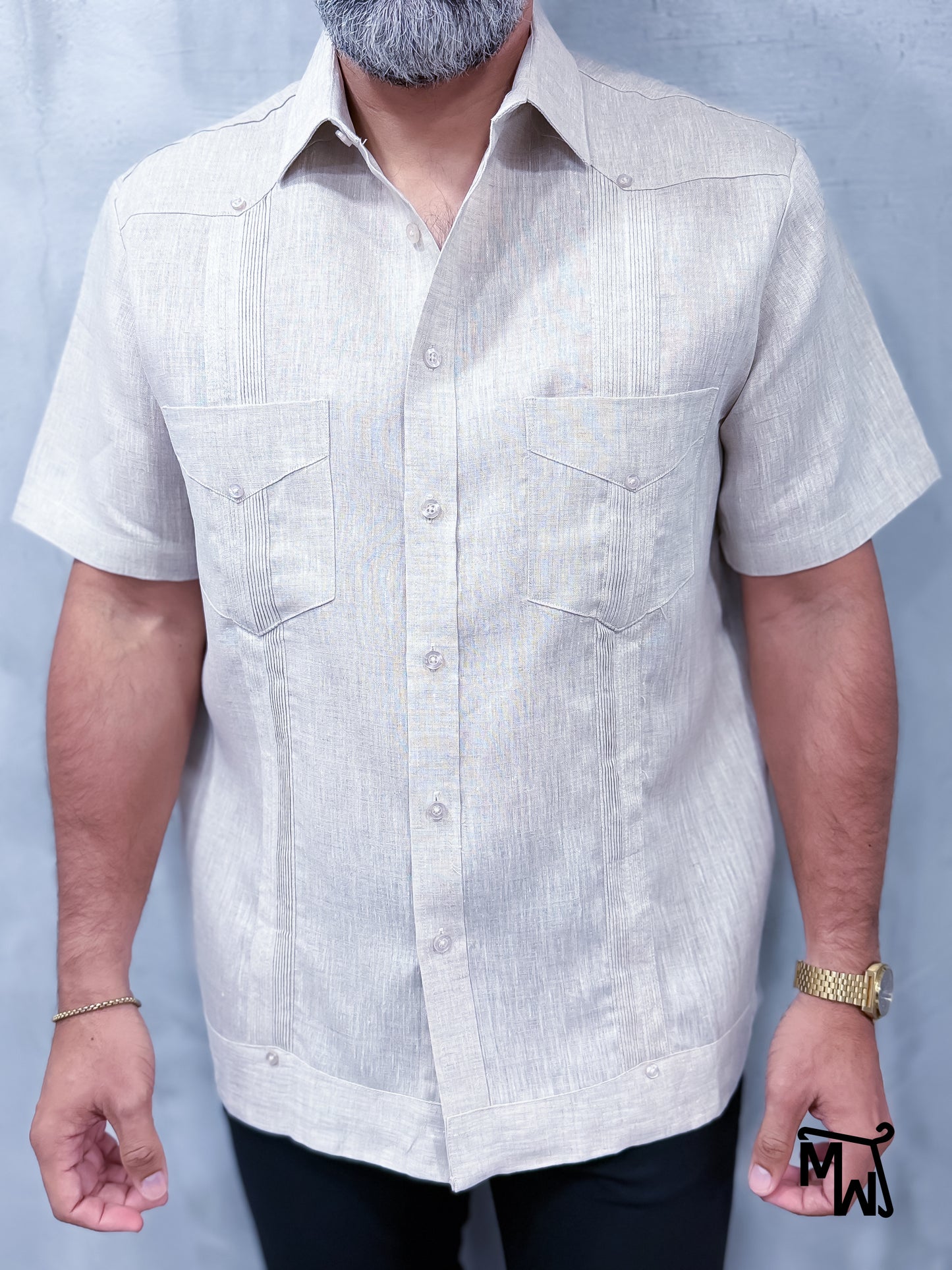 Guayabera Manga Corta (OATMEAL)- (Normal Fit)