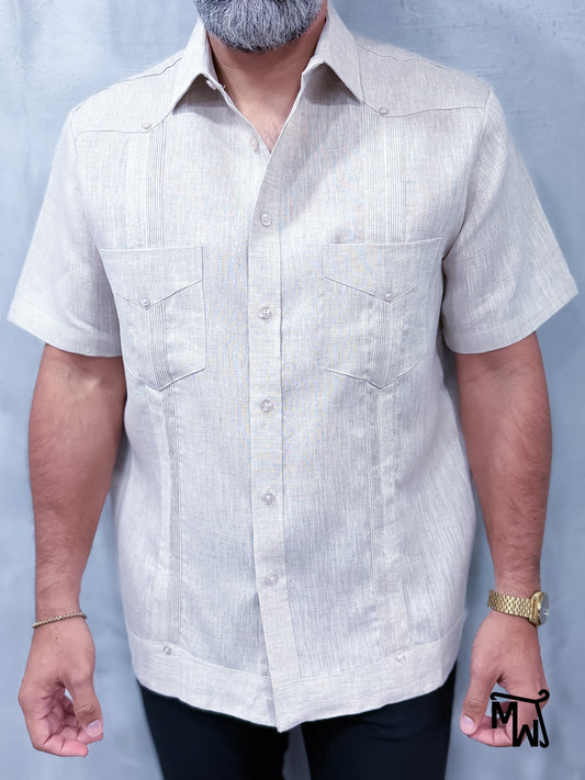 Guayabera Manga Corta (OATMEAL)- (Normal Fit)