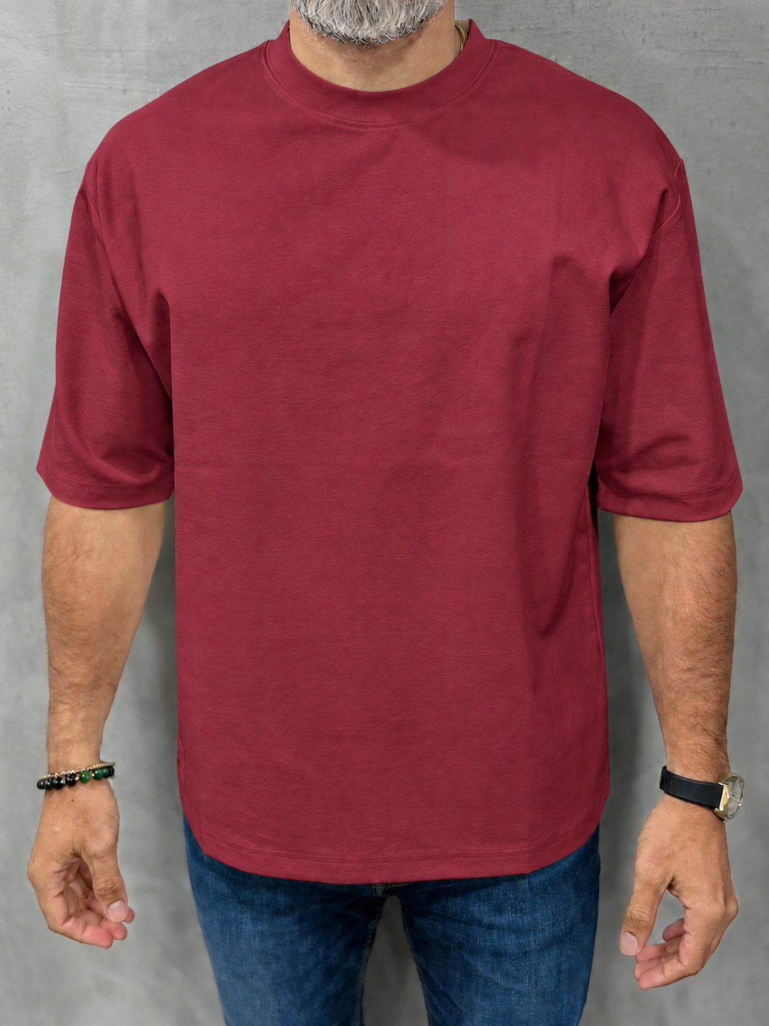 T-shirt Addict Essentials Brick tono vino, fit Oversized para hombre