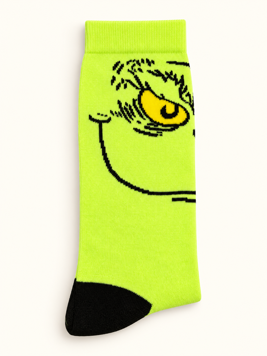 Medias Grinch Neon para caballero, talla 6–12. Rostro del Grinch.